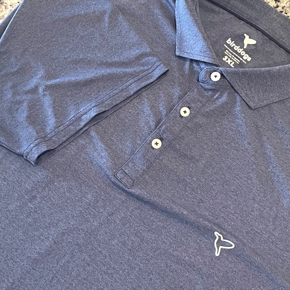 Birddogs Polo Shirt Mens 3XL Heather Blue No Flop Performance Stretch Golf